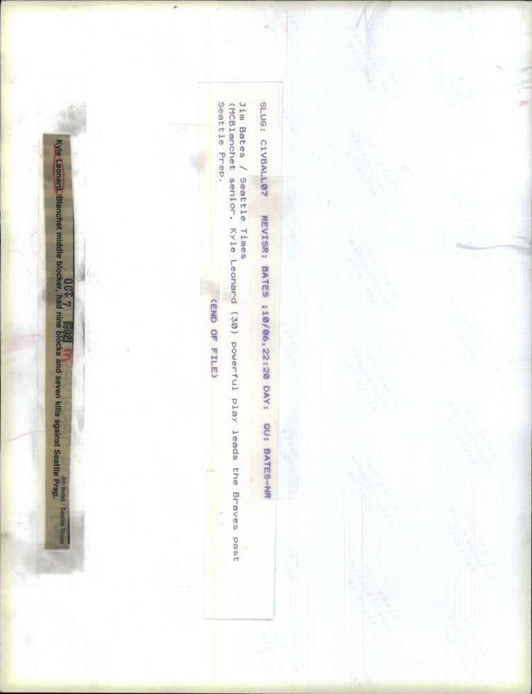 1992 Press Photo Kyle Leonard,volleyball player - RSC27597