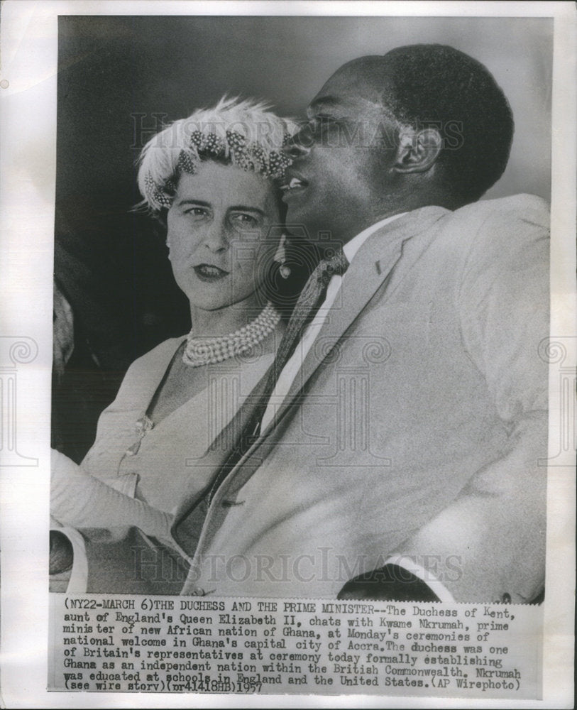 1957 Press Photo Duchess Kent Aunt England Queen Elizabeth Chat Kwame Nkruman - Historic Images