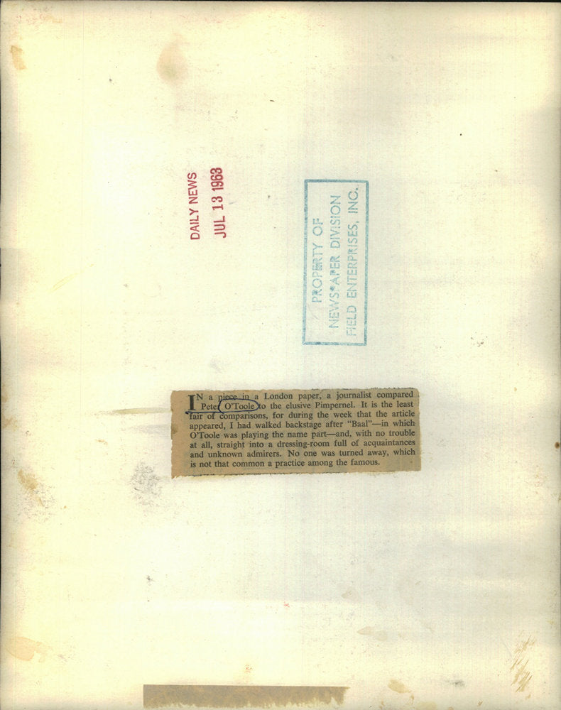 1963 Press Photo Peter O'Toole Actor Baal - RSC74083