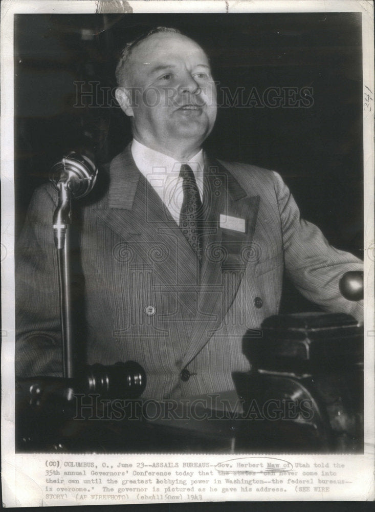 1941 Press Photo Gov. Herbert Maw of Utah - RSC78635- Historic Images