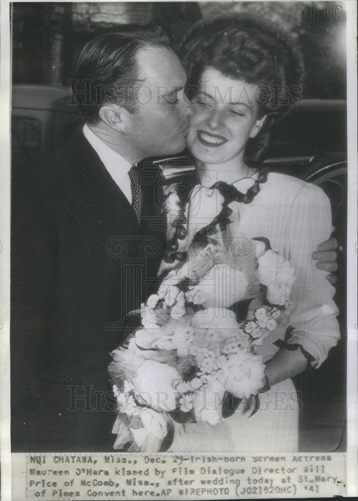 1941 Press Photo actress Maureen O'Hara dialogue director Will Price wedding- Historic Images