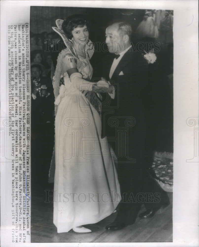 1962 Press Photo Cherry Blossom Queen Miss Elizabeth Pastore - Historic Images