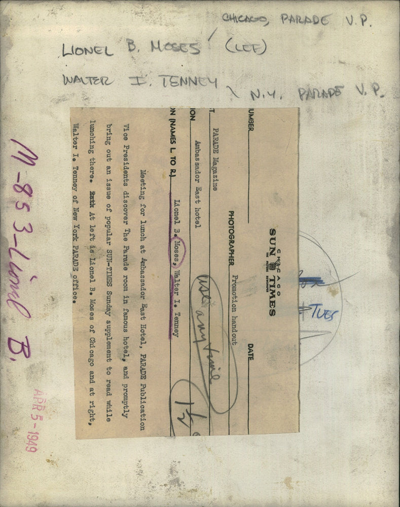 1949 Press Photo Parade Magazine Publication Vice Presidents Moses Tenney