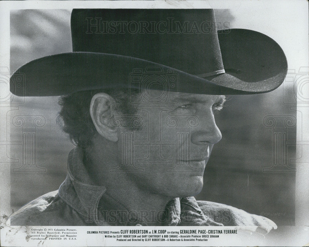 1972 Press Photo Cliff Robertson As "J.W. Coop" Co-Starring Geraldine Page-COPY- Historic Images