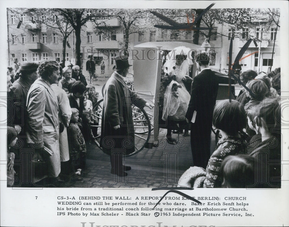 1963 Press Photo church Wedding Baker ERich Denft bride Bartholomew Church