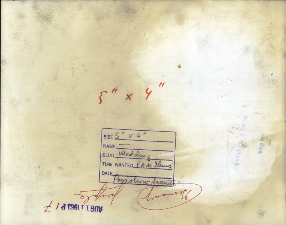 1963 Press Photo church Wedding Baker ERich Denft bride Bartholomew Church