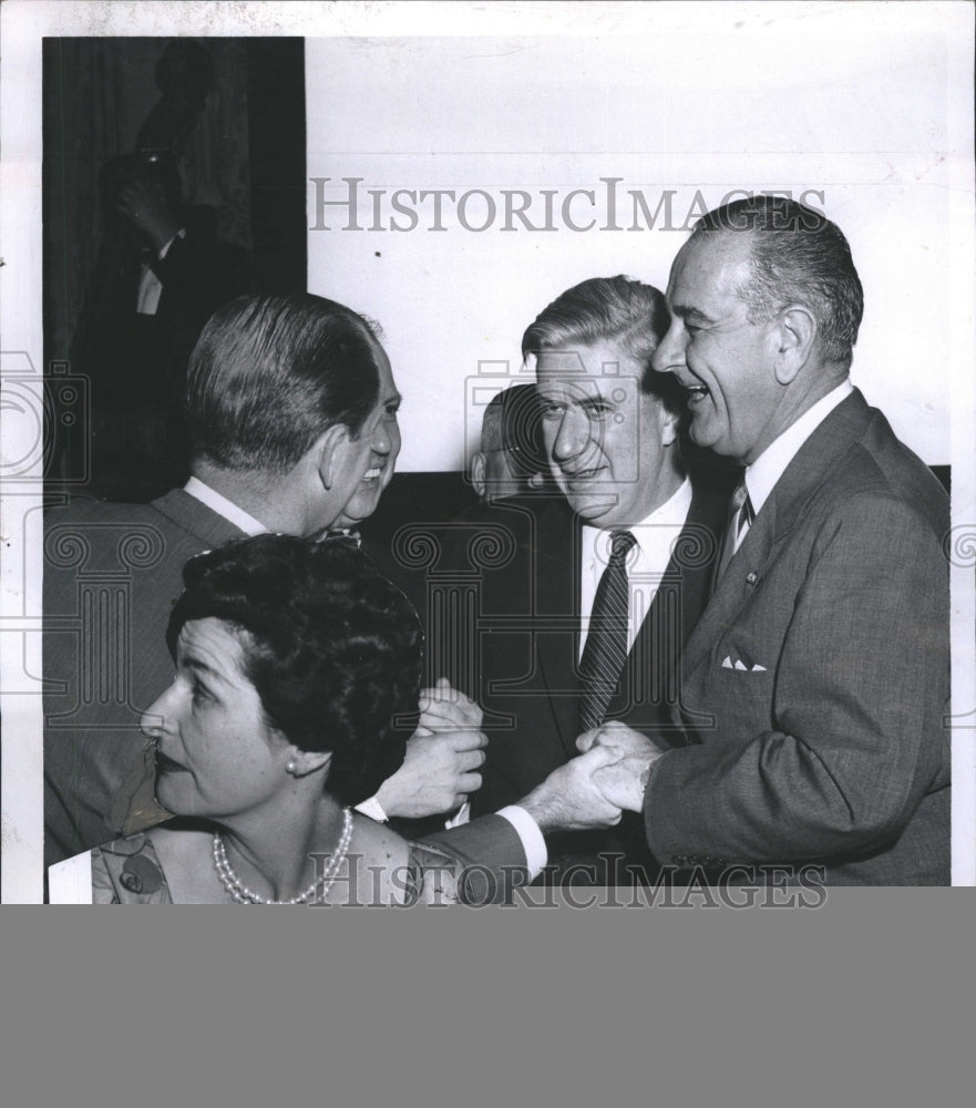 1963 Press Photo At Upper Right he Greets Atty. Herbert Alpert of Brookline- Historic Images