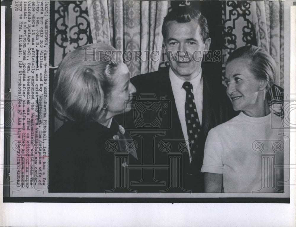 1970 Press Photo Martha Mitchell William and kay Woestendiek  news Conference- Historic Images