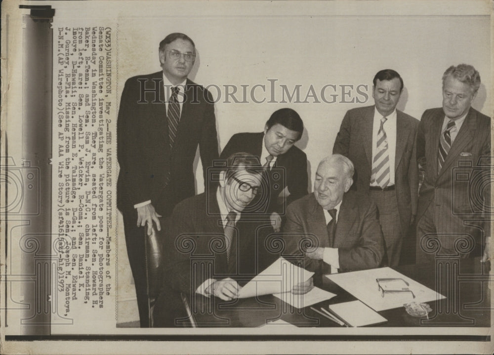 1973 Press Photo Members of Senate Committee, investigating Watergate.- Historic Images