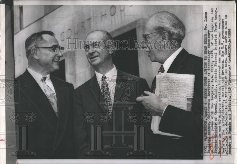 1958 Press Photo Nobel Prize Winner Dr. Linus Pauling Witness Ban Nuclear Weapon- Historic Images