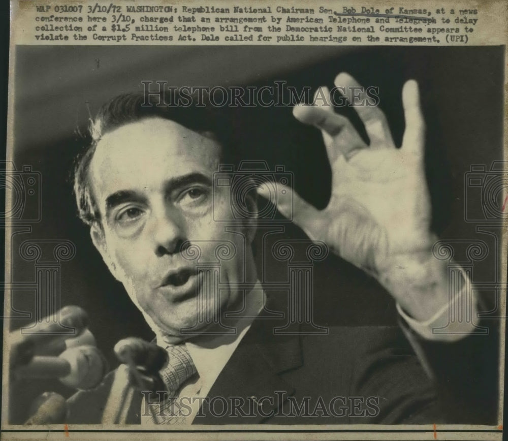 1972 Press Photo Senator Bob dole - Historic Images