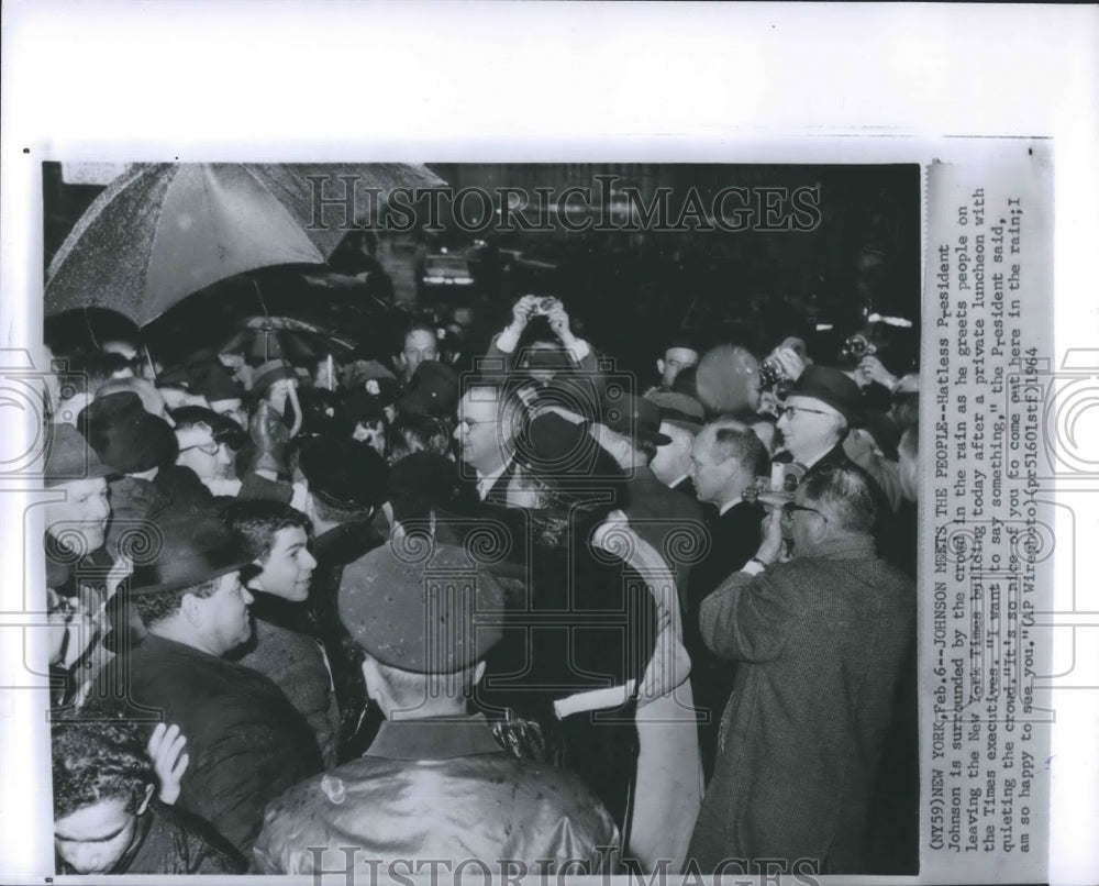 1964 Press Photo President Lyndon B. Johnson Crowds New York- Historic Images