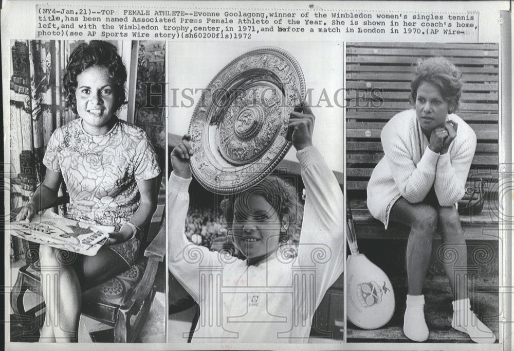 1972 Press Photo Evonne Goolagon, Associated Press Female Athlete of the Year- Historic Images