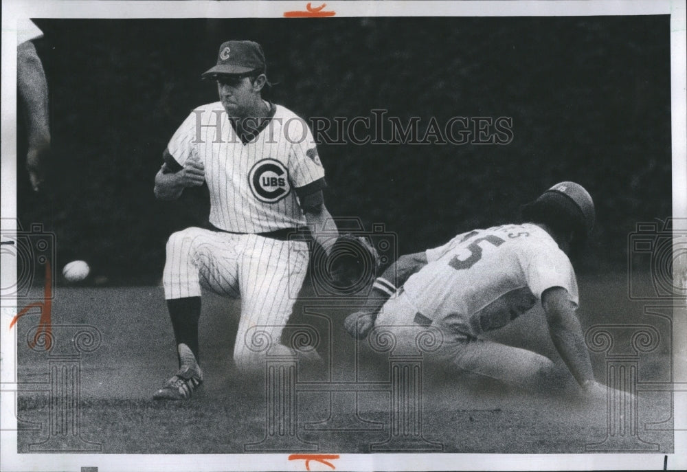 1975 Press Photo Los Angeles Dodgers Dave Lopes Chicago Cubs Don Kessinger- Historic Images