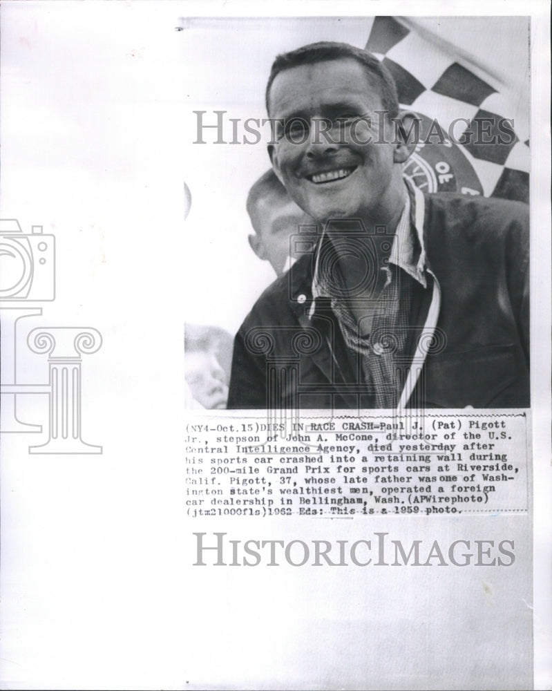 1959 Press Photo Paul J. Pigott Jr. Dies In Car Crash During 200 Mile Grand Prix- Historic Images