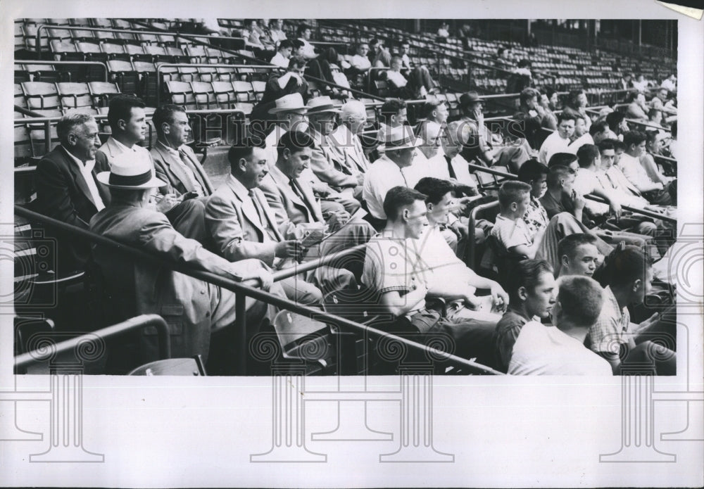 1954 Press Photo Ebbits Field Scouts Catholic High School- Historic Images