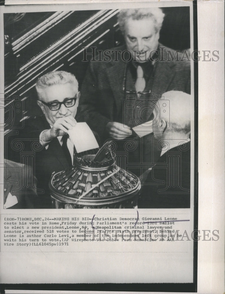 1971 Press Photo Giovanni Leone Votes in Italian Presidential Election- Historic Images