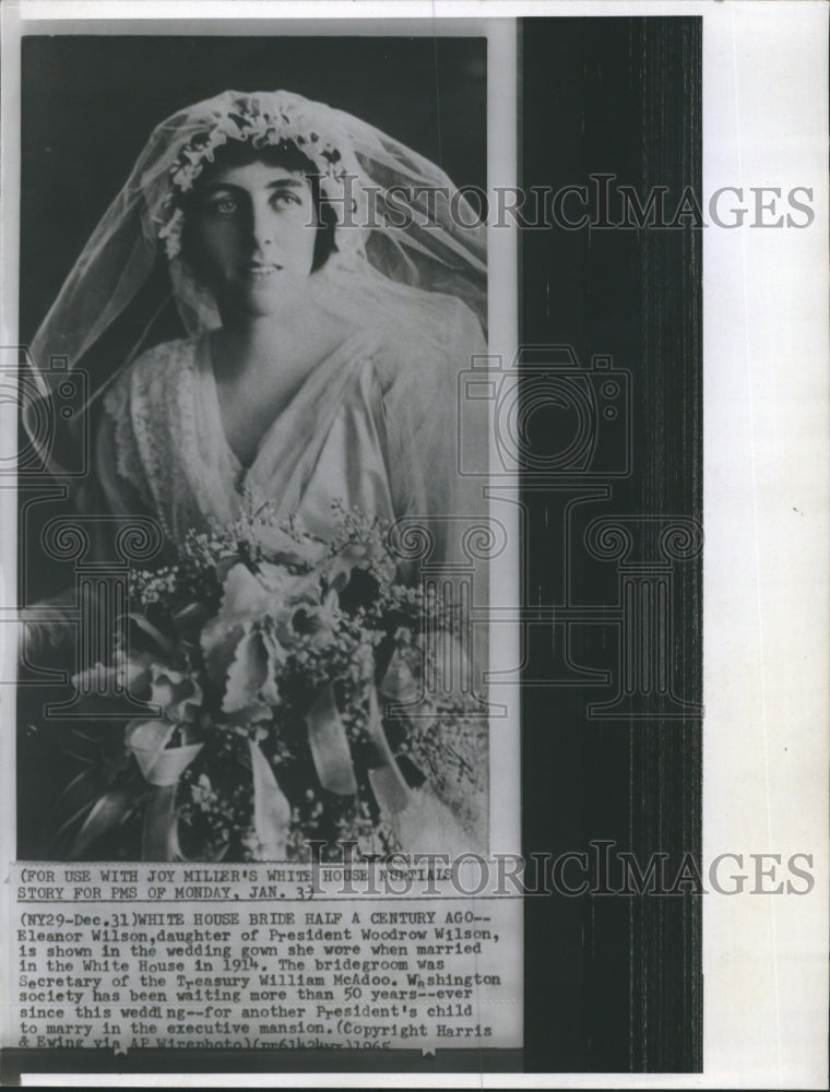 1965 Press Photo Eleanor Wilson daughter of Pres. Woodrow Wilson in her wedding.- Historic Images