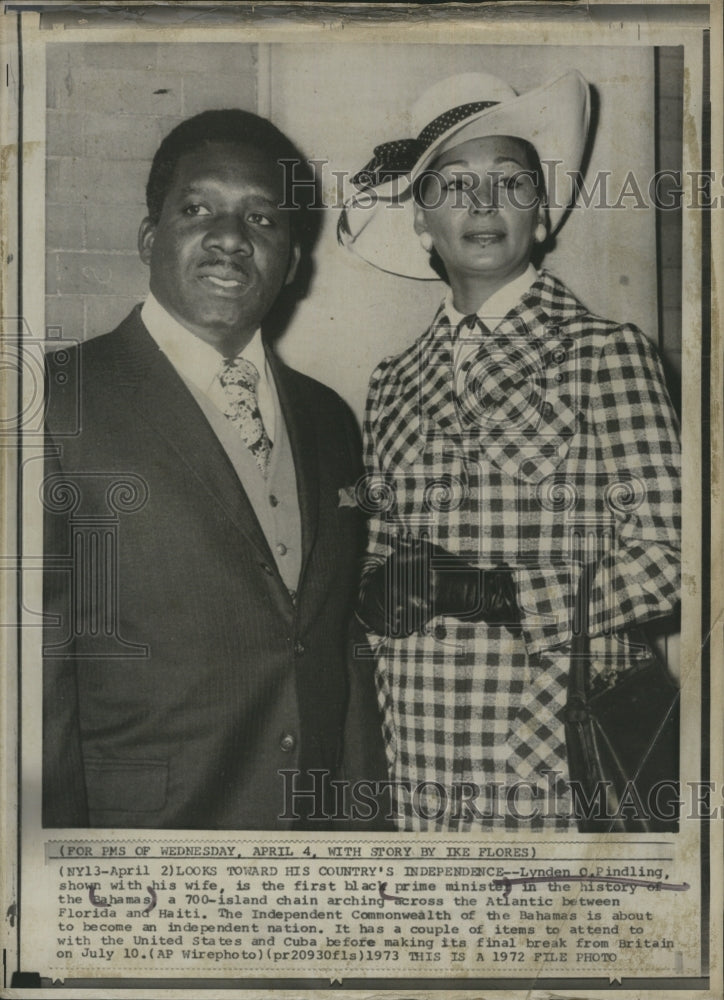 1972 Press Photo Lynden C. Pindling Prime Minister Bahamas Independence - Historic Images