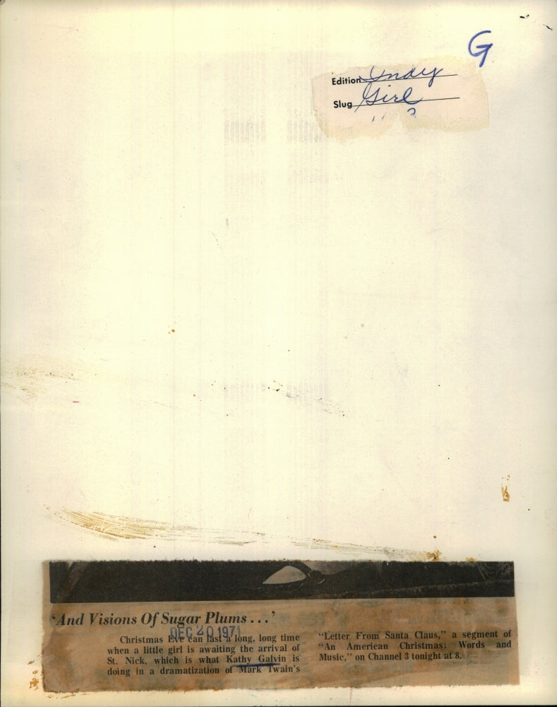 1971 Press Photo Katky Gavin in Mark Twain's " Letter From Santa Claus" on PBS