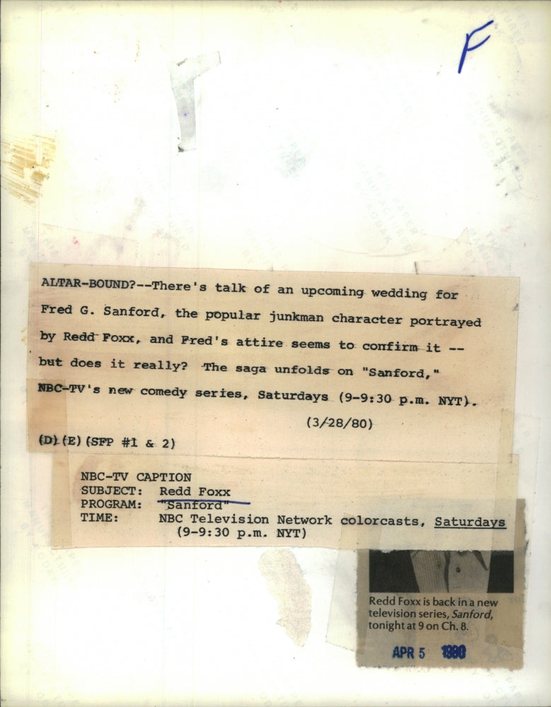 1980 Press Photo Actor Redd Foxx stars in "Sanford" - RSH45691