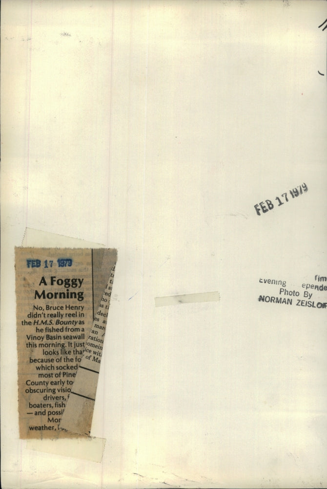 1979 Press Photo H. M. S. Bounty Looks Ghostly at Foggy Bayfront Dock