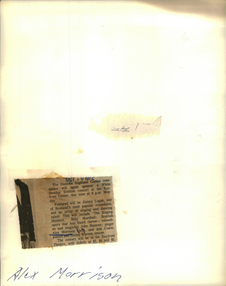 1972 Press Photo, Alex Morrison, Scottish singer - RSH47675