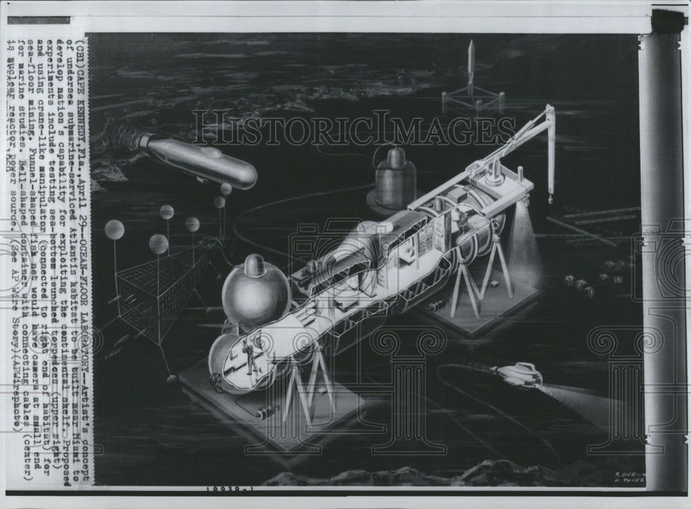1969 Press Photo Artists concept drawing of ocean floor laboratory - RSH51813