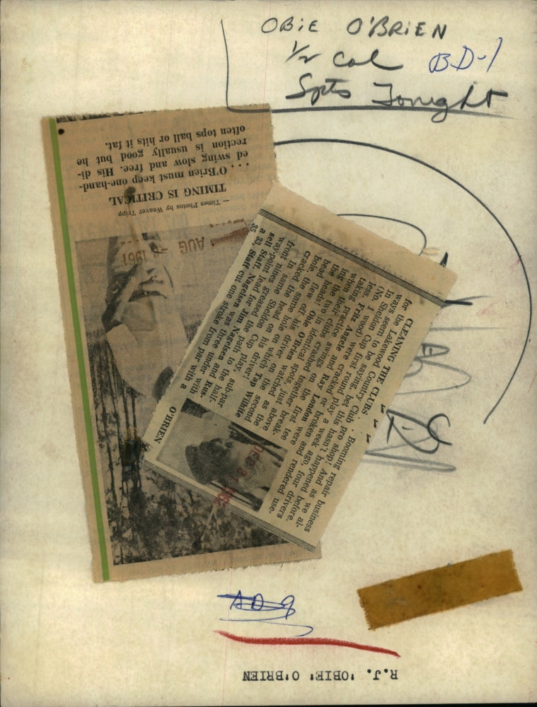 1961 Press Photo Golfer R. J. 'Obie' O'Brien playing with a broken club