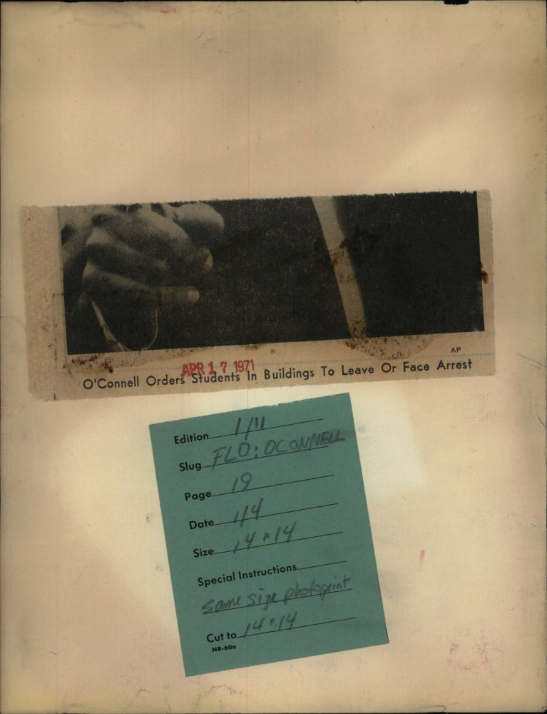 1971 Press Photo Univ of FL President Stephen O'Connell orders students to leave