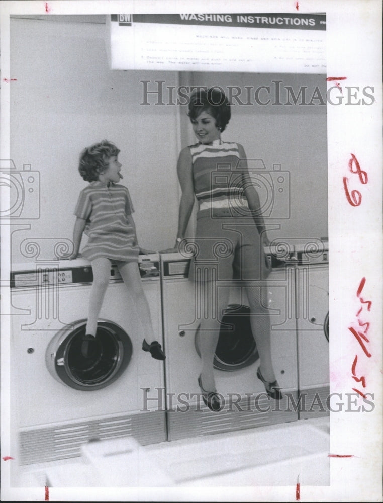 1967 Press Photo striped summer fun fashions for kids &amp; teens - RSH55749