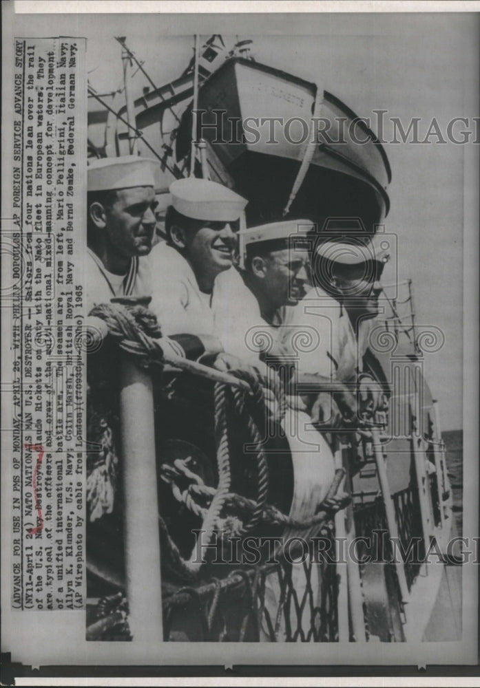 1965 Press Photo Sailors from four nations on U.S. Navy Destroyer - RSH56705
