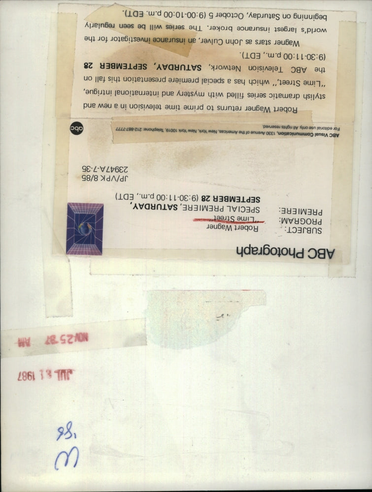 1987 Press Photo Robert Wagner in "Lime Street" - RSH60751