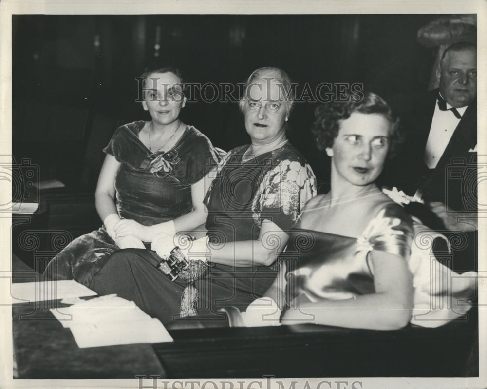 1934 Press Photo Mrs.Miner, Mrs.Fisher, & Mrs.Wickham Det Society Orchestra Hall