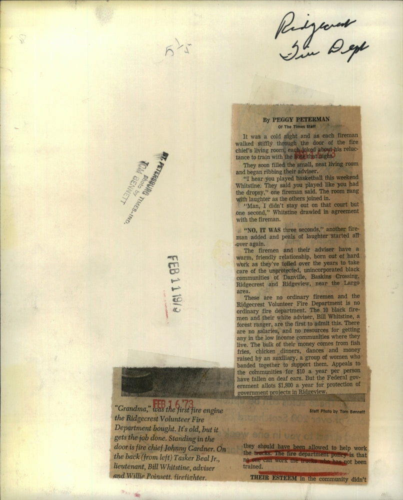 1973 Press Photo Ridgecrest Volunteer Fire Department Fire Engine - RSH72705