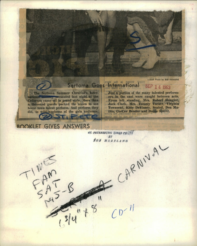 1963 Press Photo Sertoma Summer Carnival Performers Group Picture - RSH73373