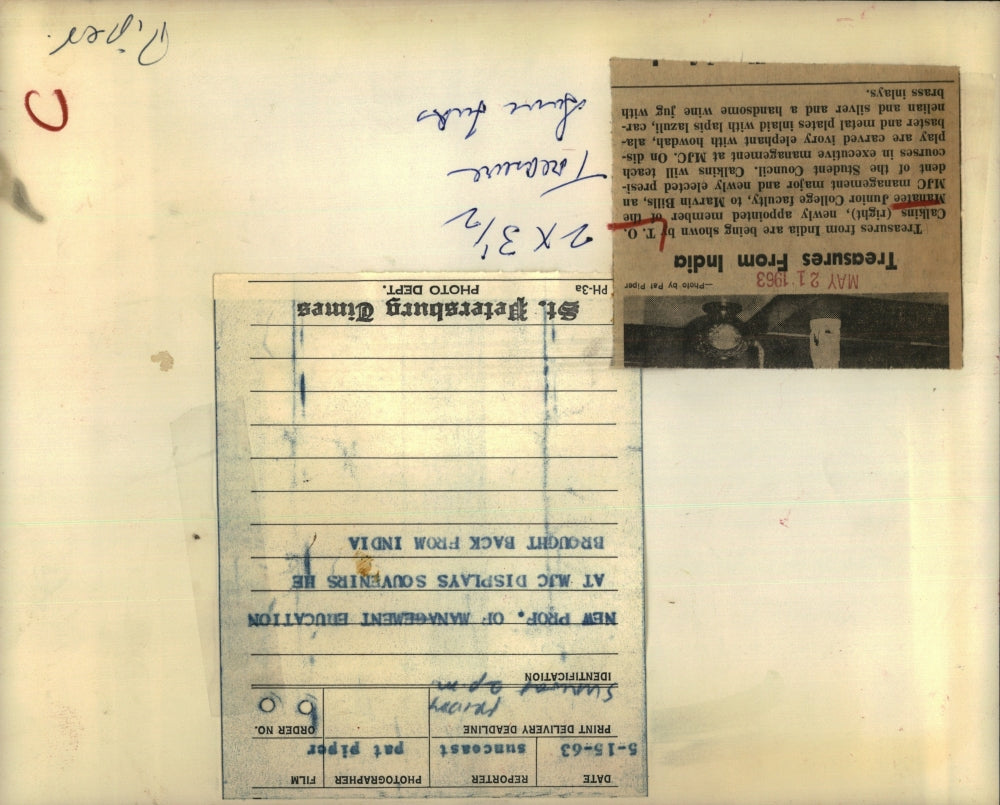 1963 Press Photo T.O. Calkins, right & Marvin Bills, Manatee Junior College