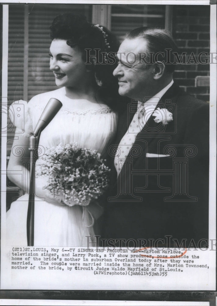 1955 Press Photo Marion Marloew, Larry Puck, tv celebrities - RSH78325