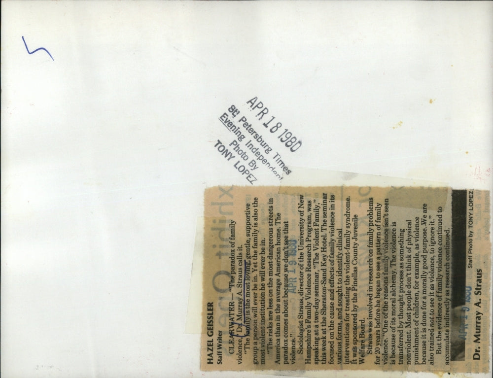 1980 Press Photo Dr. Murray A.Straus, Sociologist /director of New Hampshire.