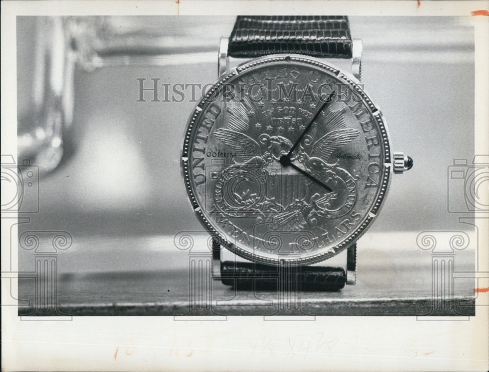 1973 Press Photo Gorum Watch Made With $20 Gold Pieces With An Automatic Wind- Historic Images