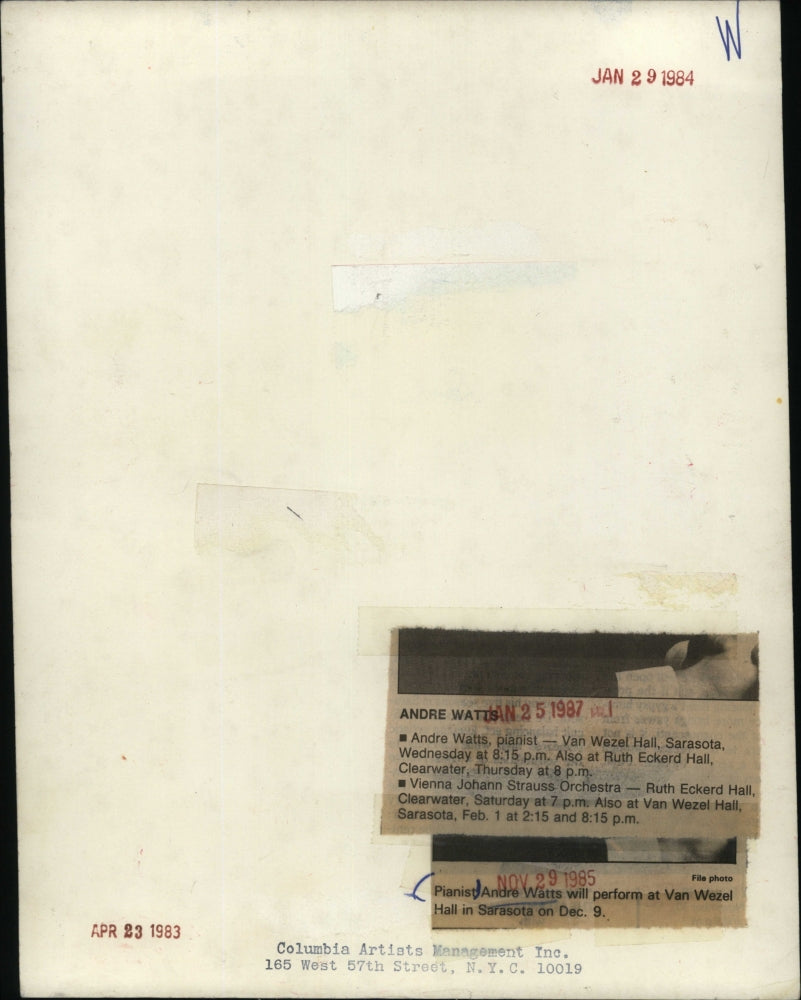 1984 Press Photo Classical Pianist and Prof. at Jacobs Music School Andre Watts