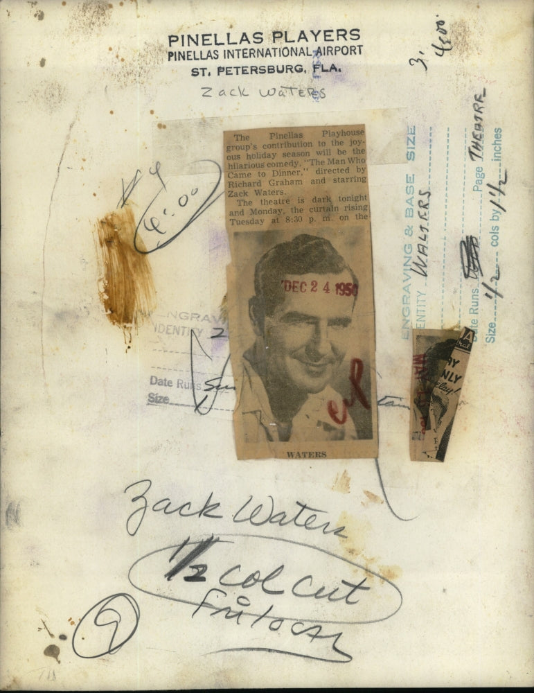 1950 Press Photo Zack Waters stars in the movie "The Man Who Came To Dinner"