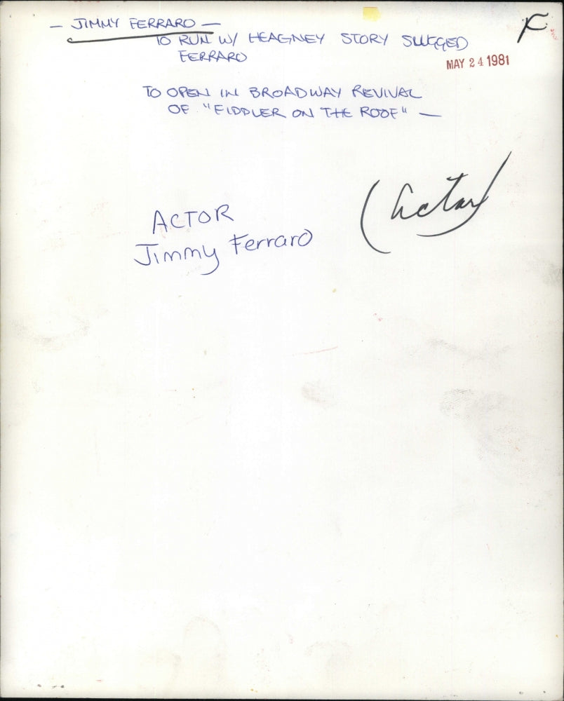 1981 Press Photo Jimmy Ferraro, actor - RSJ10809