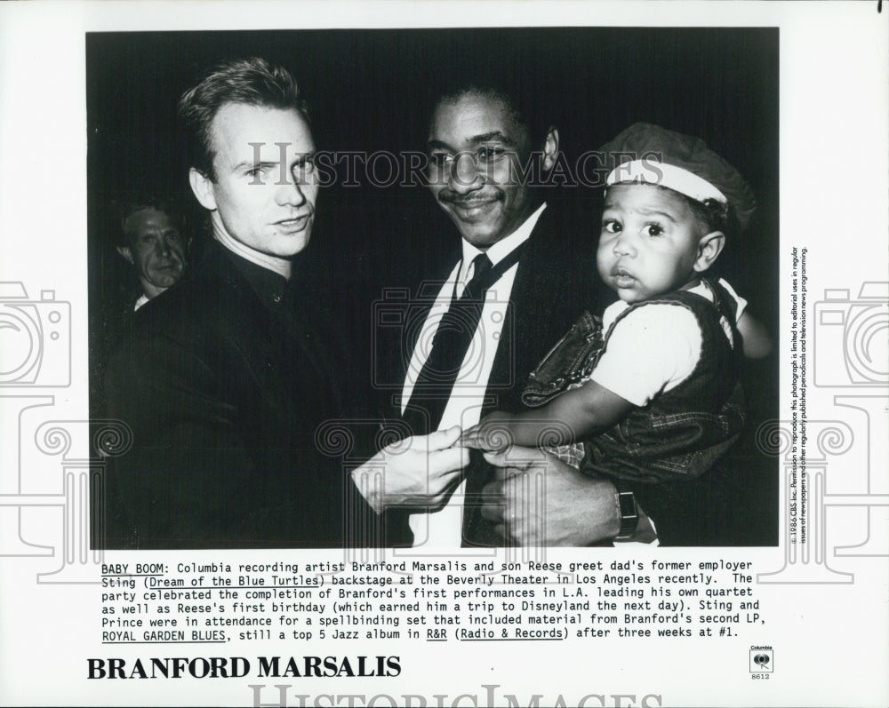 1986 Press Photo Jazz Musician Branford Marsalis Son Reese Rock Singer Sting