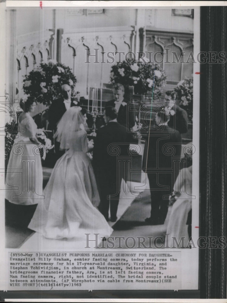 1963 Press Photo Evangelist Billy Graham Daughter Virgina Wedding Ceremony