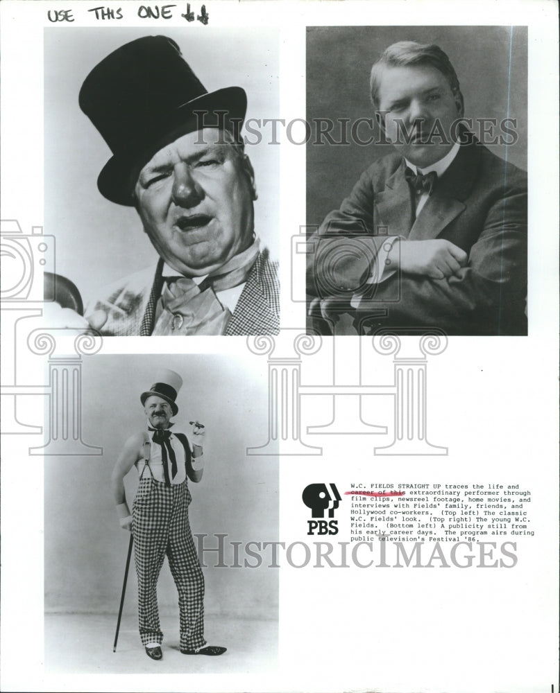 Press Photo Comedian W.C. Fields on PBS - RSJ17959
