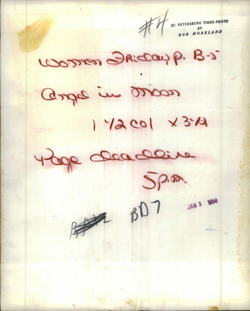 1958 Press Photo Angel in Moon - RSJ18133