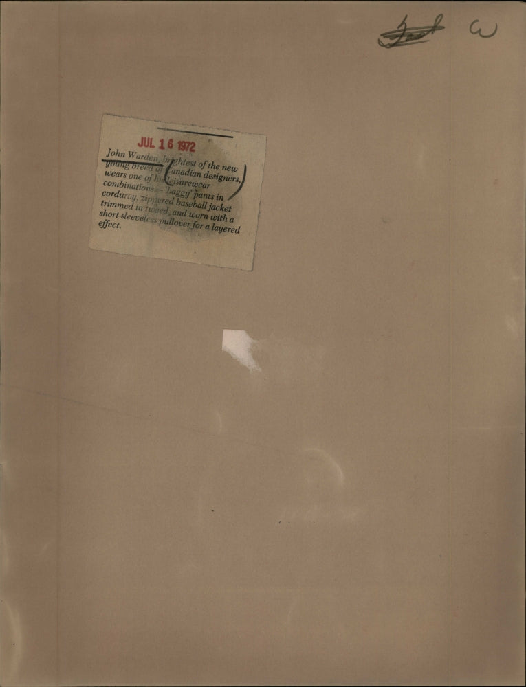 1972 Press Photo John Warden Canadian Designer - RSJ18139