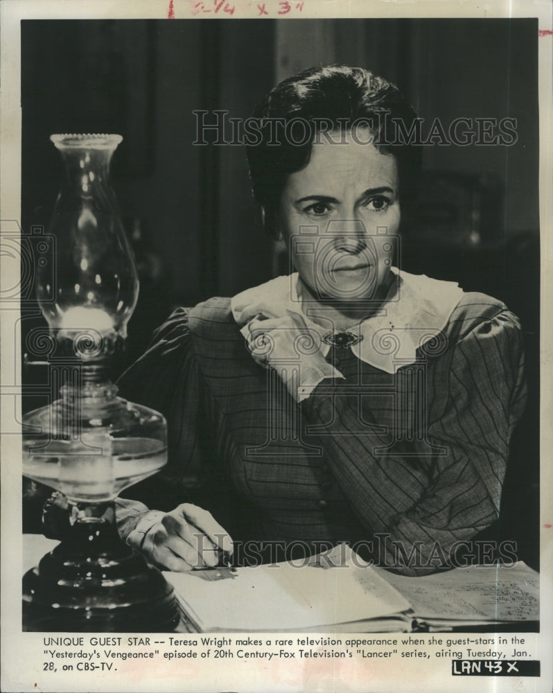 1969 Press Photo Teresa Wright Guest Stars In Lancer- Historic Images