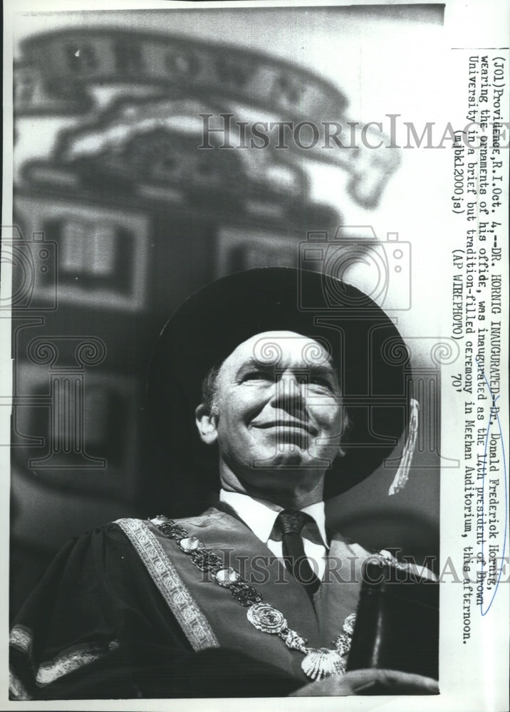 1970 Press Photo Dr. Donald  Frederick 14th President of Brown University - Historic Images